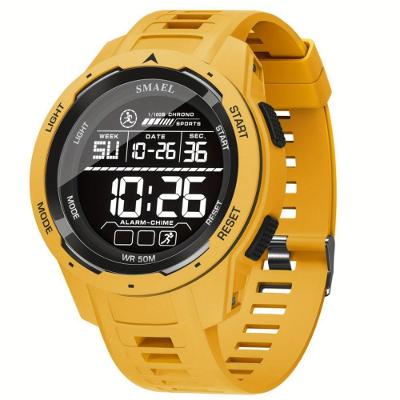 Relógio Esportivo Multifuncional Display Led Com Pulseira Tpu à Prova D'água Amarelo