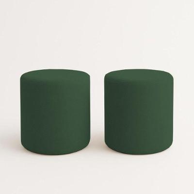 Kit 2 Puffs Beca Cilindro Suede Live - 7 Decor Verde Escuro