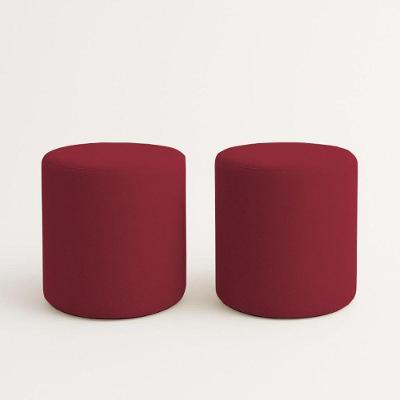 Kit 2 Puffs Beca Cilindro Boucle Live - 7 Decor Bordo