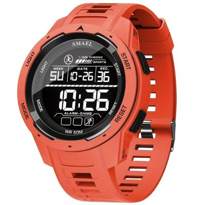 Relógio Esportivo Multifuncional Display Led Com Pulseira Tpu à Prova D'água Vermelho
