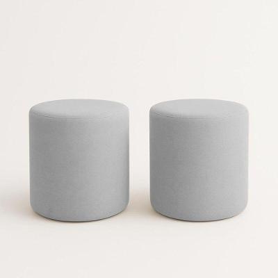 Kit 2 Puffs Beca Cilindro Boucle Live - 7 Decor Prata