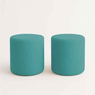 Kit 2 Puffs Beca Cilindro Boucle Live - 7 Decor Azul Turquesa