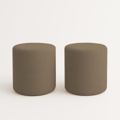 Kit 2 Puffs Beca Cilindro Suede Live - 7 Decor Cappuccino