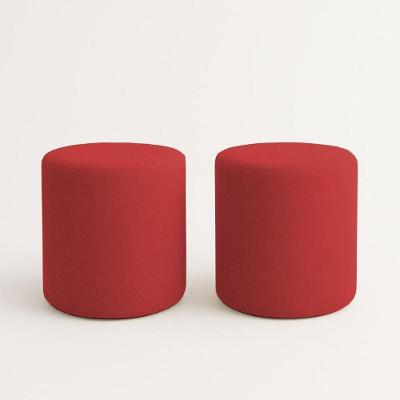 Kit 2 Puffs Beca Cilindro Suede Live - 7 Decor Vermelho