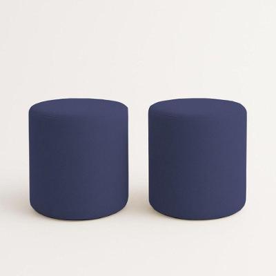Kit 2 Puffs Beca Cilindro Suede Live - 7 Decor Azul Marinho