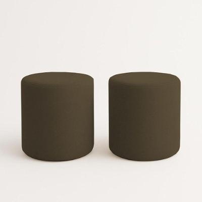 Kit 2 Puffs Beca Cilindro Suede Live - 7 Decor Marrom