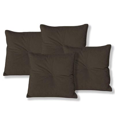 Kit 4 Almofadas Quadradas Tina Com Botão Central Veludo - 7 Decor Marrom