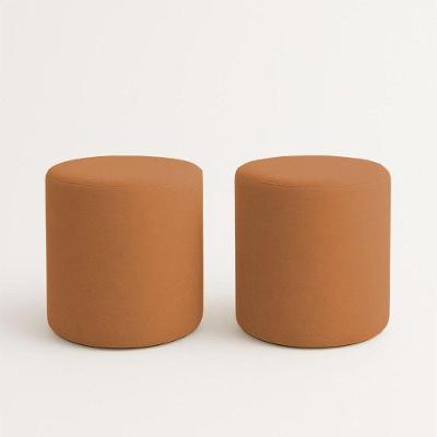 Kit 2 Puffs Beca Cilindro Suede Live - 7 Decor Terracota