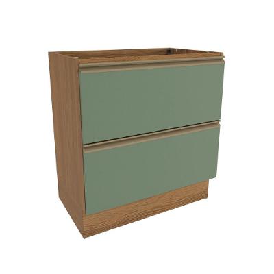 Balcão 2 Gavetas Kappesberg Celeste 100% Mdf Nogueira/ Verde Oliva 80cm