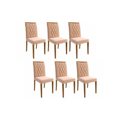 Cadeira Sala De Jantar Juliana Kit 6 Un Madeira/Suede Nude - Cimol