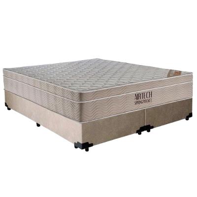 Cama Box Casal Sintético Bipartido + Colchão Ortobom Airtech Molas Ensacadas 138x188x65 Bege