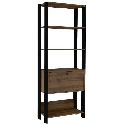 Estante Livreiro 1 Porta 166x63 Cm Pinho Preto Arly Pinho Preto