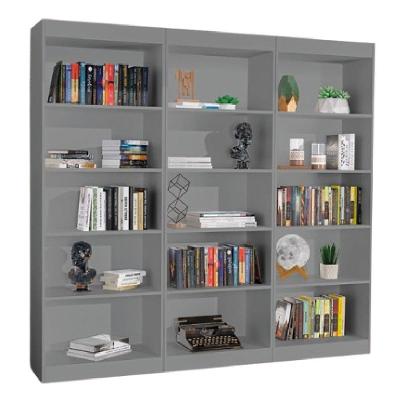 Kit 3 Estantes Livreiro Office Multiuso 12 Prateleiras Cinza J&a Cinza