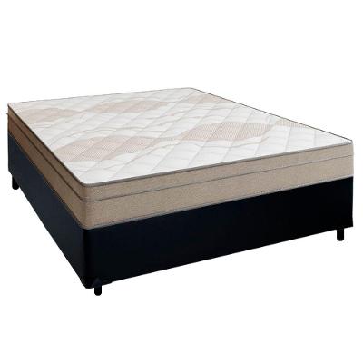 Cama Box Casal Sintético + Colchão De Molas Ensacadas Portobel Ipanema 138x188x65cm Preto