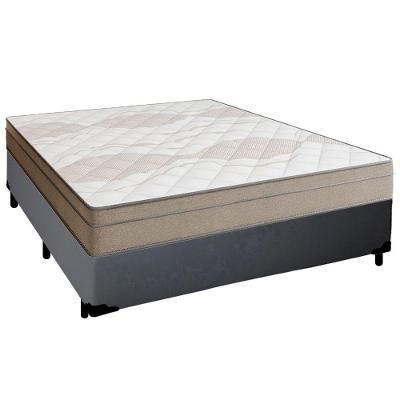 Cama Box Casal Sintético + Colchão De Molas Ensacadas Portobel Ipanema 138x188x65cm Cinza