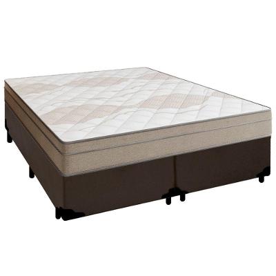 Cama Box Casal Bipartido Sintético + Colchão De Molas Ensacadas Portobel Ipanema 138x188x65cm Marrom