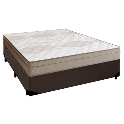 Cama Box Casal Sintético + Colchão De Molas Ensacadas Portobel Ipanema 138x188x65cm Marrom