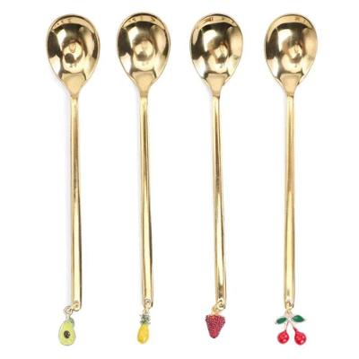 Colher De Chá Aço Inox Dourada 15x2x1cm Jg C/4 Pc
