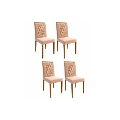 Cadeira Sala De Jantar Juliana Kit 4 Un Madeira/Suede Nude - Cimol