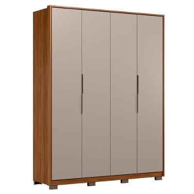 Guarda Roupa Casal 180cm 4 Portas Atren D02 Nogueira-nude - Mpozenato
