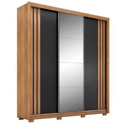 Guarda Roupa Casal 210cm Com Espelho Moly Flex D02 Nude-preto - Mpozenato