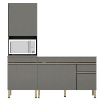 Paneleiro E Balcão Gabinete Sem Tampo 120cm Lina K02 Gris - Mpozenato
