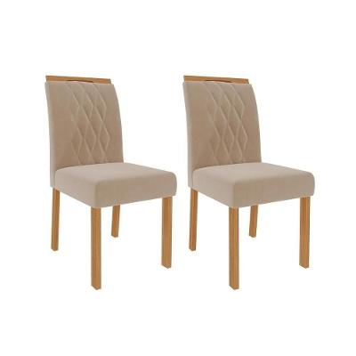Cadeira Sala De Jantar Juliana Madeira Kit 2 Un Madeira/suede Nude - Cimol
