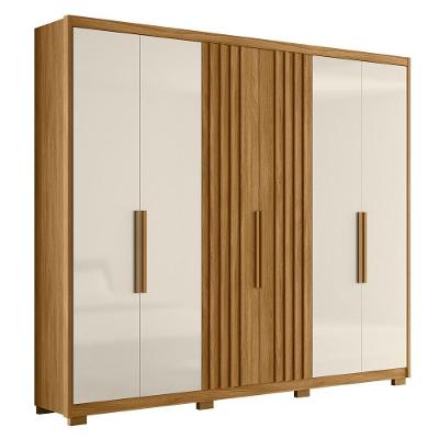 Guarda Roupa Casal 6 Portas 4 Gavetas 260cm Gaia M07 Freijó-off White - Mpozenato