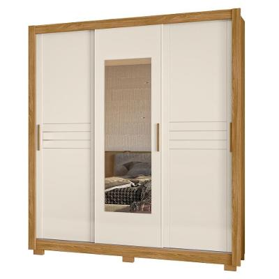 Guarda Roupa Casal 3 Portas De Correr E Espelho 202cm Toronto M07 Freijó-off White - Mpozenato
