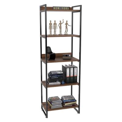 Estante Livreiro Prisma Estilo Industrial 60cm 5 Prateleiras C08 Nogal - Mpozenato
