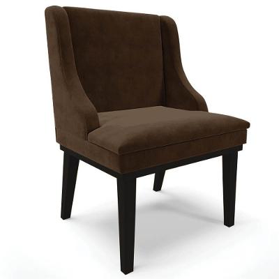 Cadeira Estofada Para Sala De Jantar Base Fixa De Madeira Preto Lia Suede Marrom - Ibiza