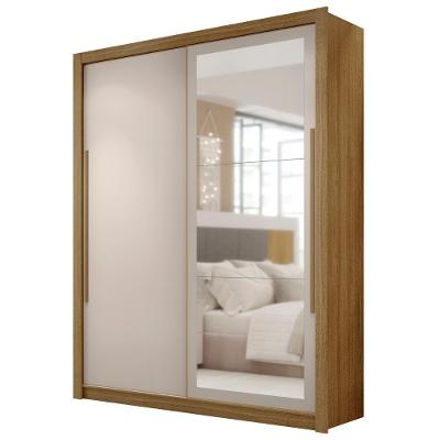 Guarda Roupa Solteiro Flex Com Espelho Dubai Nature-fendi - Vila Rica