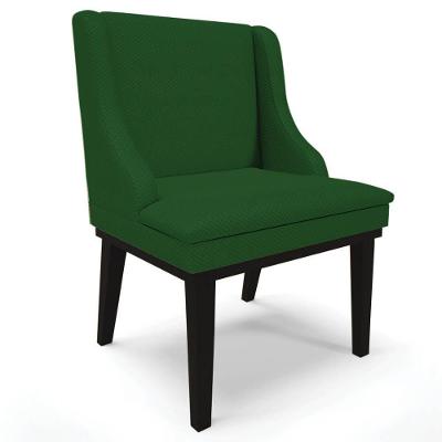 Cadeira Estofada Para Sala De Jantar Base Fixa De Madeira Preto Lia Veludo Luxo Verde - Ibiza