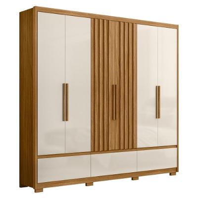 Guarda Roupa Casal 6 Portas 5 Gavetas 240cm Arizona M07 Freijó-off White - Mpozenato