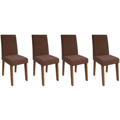 Cadeira Sala De Jantar Milena Kit 4 Un Savana/Suede Chocolate - Cimol