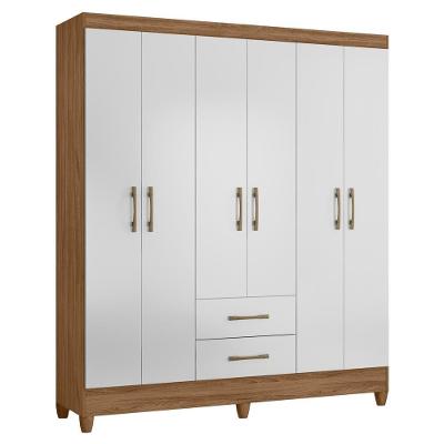 Guarda Roupa Casal 6 Portas 2 Gavetas 153cm Paraná M07 Naturale-branco - Mpozenato