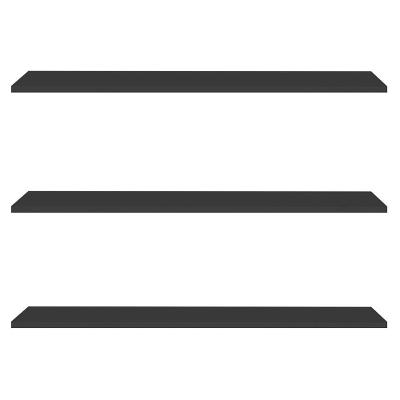 Prateleira Flutuante Para Escritório Kit 3 Com Suporte Invisível 68cm Yara Preto - Lumil