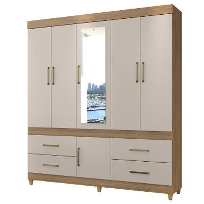 Guarda Roupa 6 Portas 4 Gavetas Guarujá D02 Amendola-off White - Mpozenato