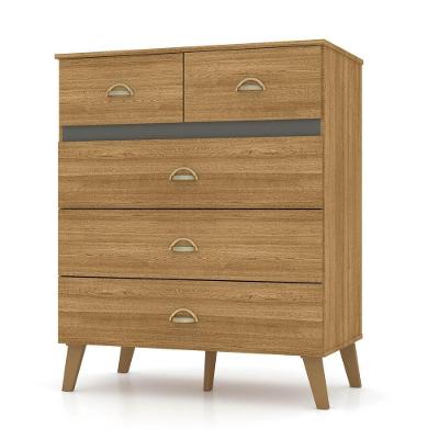 Cômoda 5 Gavetas Estilo Retrô 91cm Ziza V02 Nature-alasca - Mpozenato