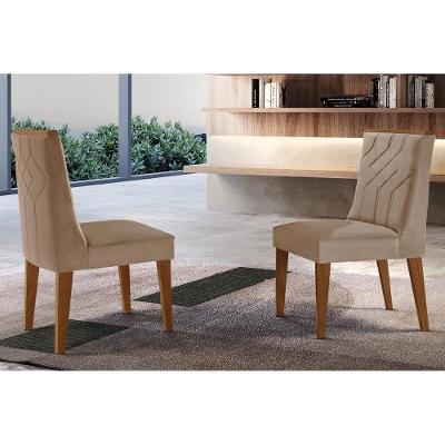 Cadeira Sala de Jantar Nevada Kit 2 Un MDF Imbuia/Veludo Capuccino - Rufato