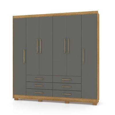 Guarda Roupa Casal 6 Portas 6 Gavetas 223cm Quebec V02 Nature-alasca - Mpozenato