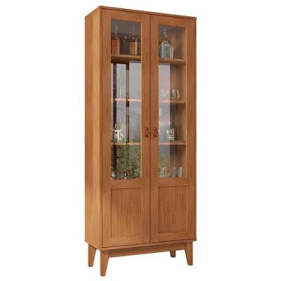 Cristaleira Com Portas De Vidro Sala De Jantar Liria C14 Cedro - Mpozenato