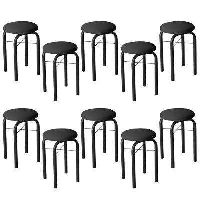 Kit 10 Banquetas Baixas Para Cozinha Em Aço Manu Sintético I01 Preto - Mpozenato