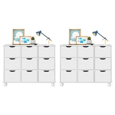 Kit 2 Nichos Organizadores 9 Gavetas Com Rodízios Toys Q01 Branco - Mpozenato