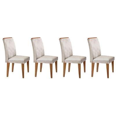 Cadeira Sala de Jantar Lunara Kit 4 Un Imbuia/Veludo Creme - Rufato
