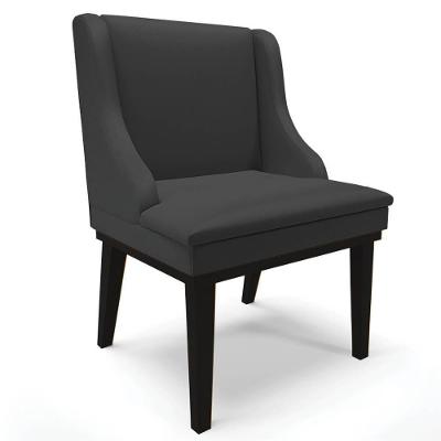 Cadeira Estofada Para Sala De Jantar Base Fixa De Madeira Preto Lia Sintético Preto - Ibiza