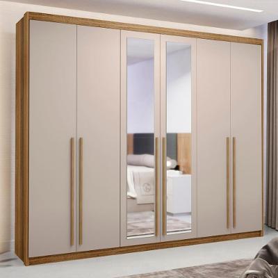 Guarda Roupa Casal 6 Portas Espelho Dubai Majestic Nature-fendi - Vila Rica