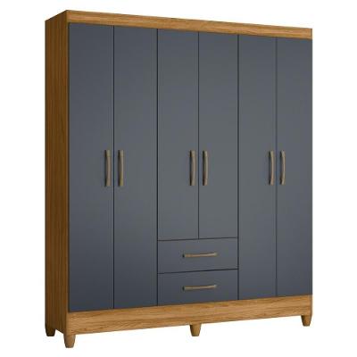 Guarda Roupa Casal 6 Portas 2 Gavetas 153cm Paraná M07 Freijó-cinza - Mpozenato