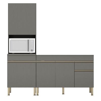 Paneleiro E Balcão Gabinete Sem Tampo 150cm Lina K02 Gris - Mpozenato