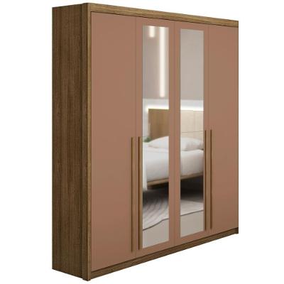Guarda Roupa Solteiro 4 Portas Espelho Dubai Nature-camarim - Vila Rica